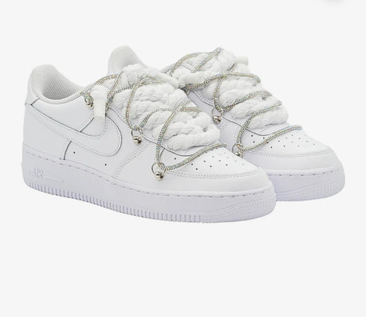 Air force 1 white Rope laces swarovski off-white