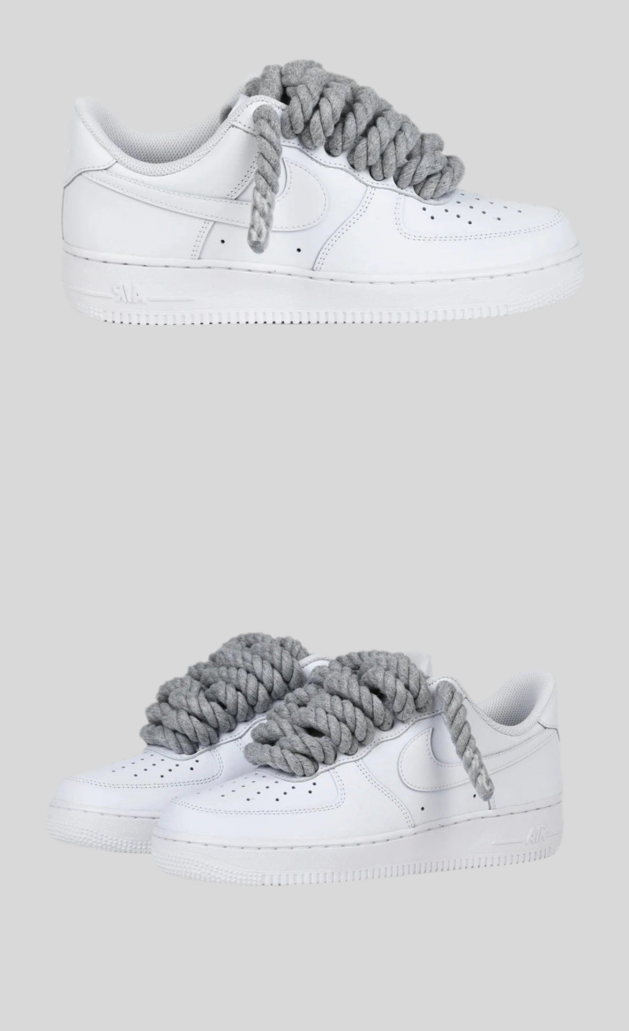 Air force 1 white Rope laces Grey - Snea.kersale
