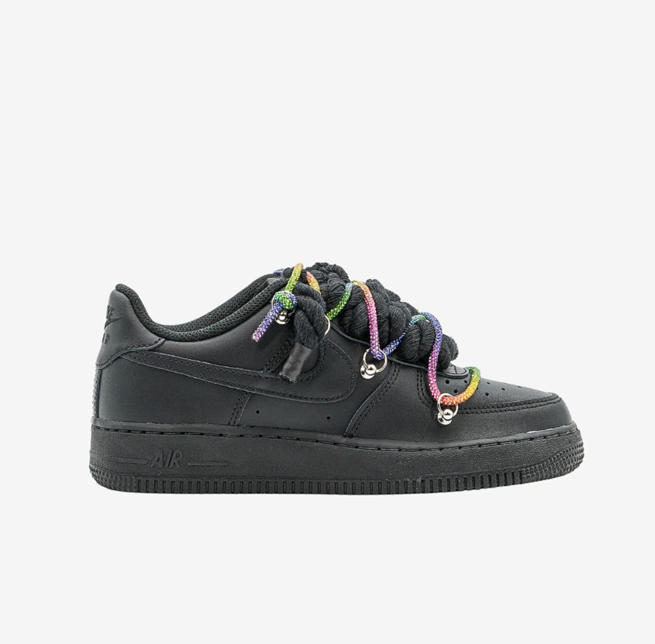 Air force 1 black Rope laces Swarovski color - Snea.kersale