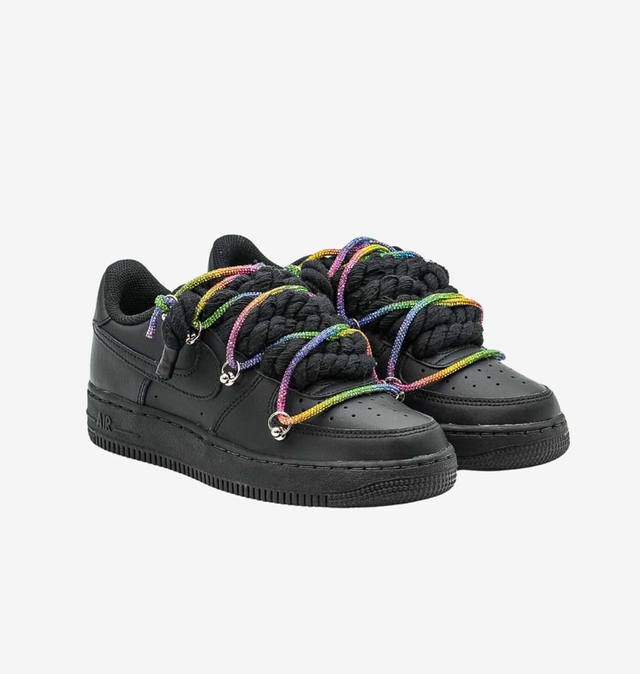 Air force 1 black Rope laces Swarovski color - Snea.kersale