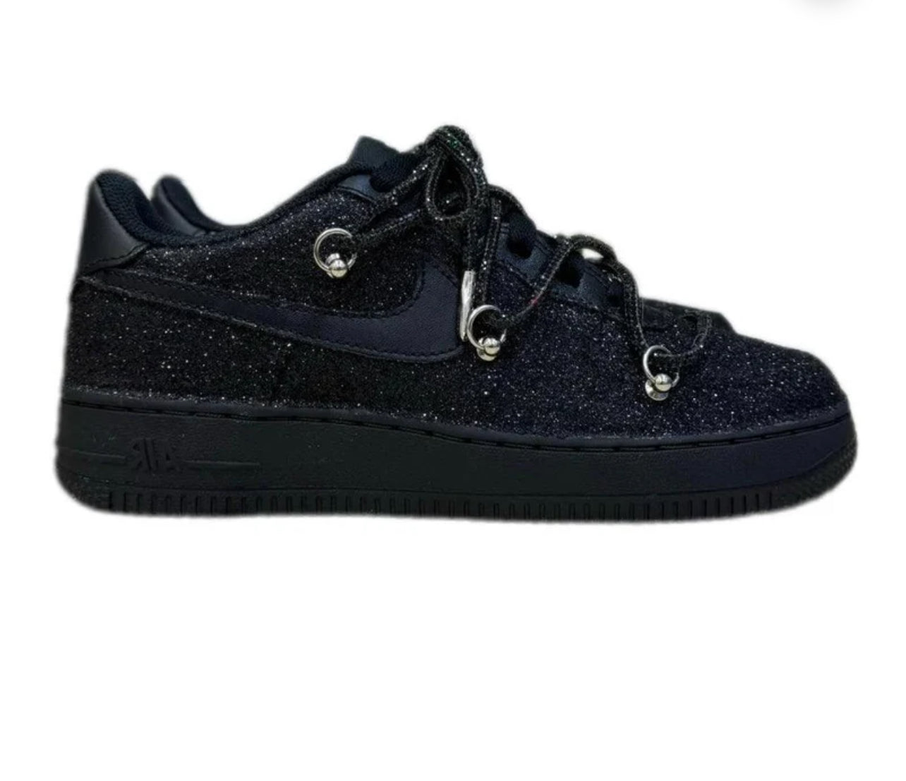 Air Force 1 black glitter laces off - Snea.kersale