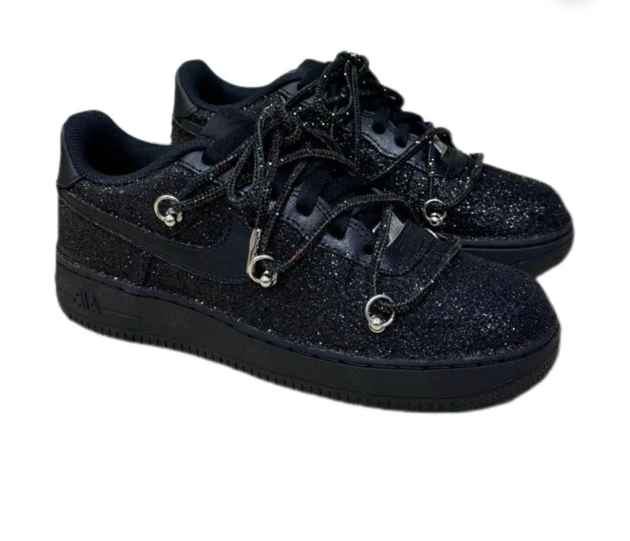 Air Force 1 black glitter laces off - Snea.kersale